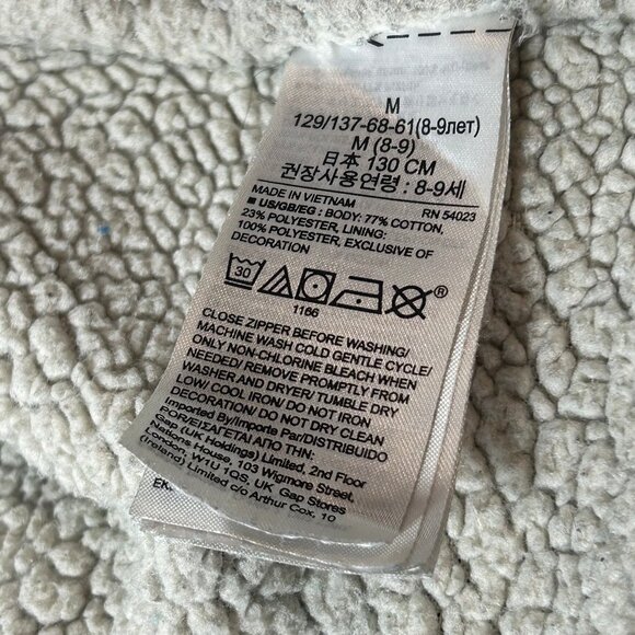 GAP Kids Sherpa Lined Cozy Arch Logo Zip Hoodie Jacket Size Medium - Picture 6 of 10